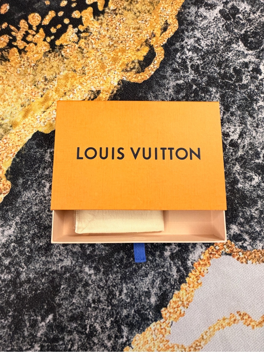 Louis Vuitton Orange Box with Beige Dust Pouch for men’s wallets